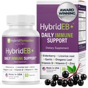HybrideEB Sambucus Vlierbessen Immune Ondersteuning met vitamine C, zink, vitamine D3 - Antioxidant & Immunity Supplement, 1 maand aanbod - 9 in 1 Zwarte Vlierbessen Kids en volwassenen - 60 capsules