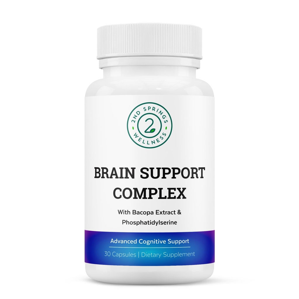 Brain Support Complex - Advanced Cognitive Support Supplement met Ginkgo Biloba, Bacopa Monnieri, Fosfatidylserine, Huperzine-A, St. John's Wort - 30 Ct