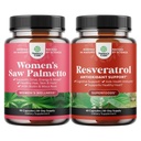 Bundel van vrouwenzaag Palmetto en Resveratrol Supplement - Zag Palmetto Extract Capsules met Maca Root & Biotin voor haarverlies en AMPK Metabole Activator voor Metabolisme Boost & Cellular Efficiency
