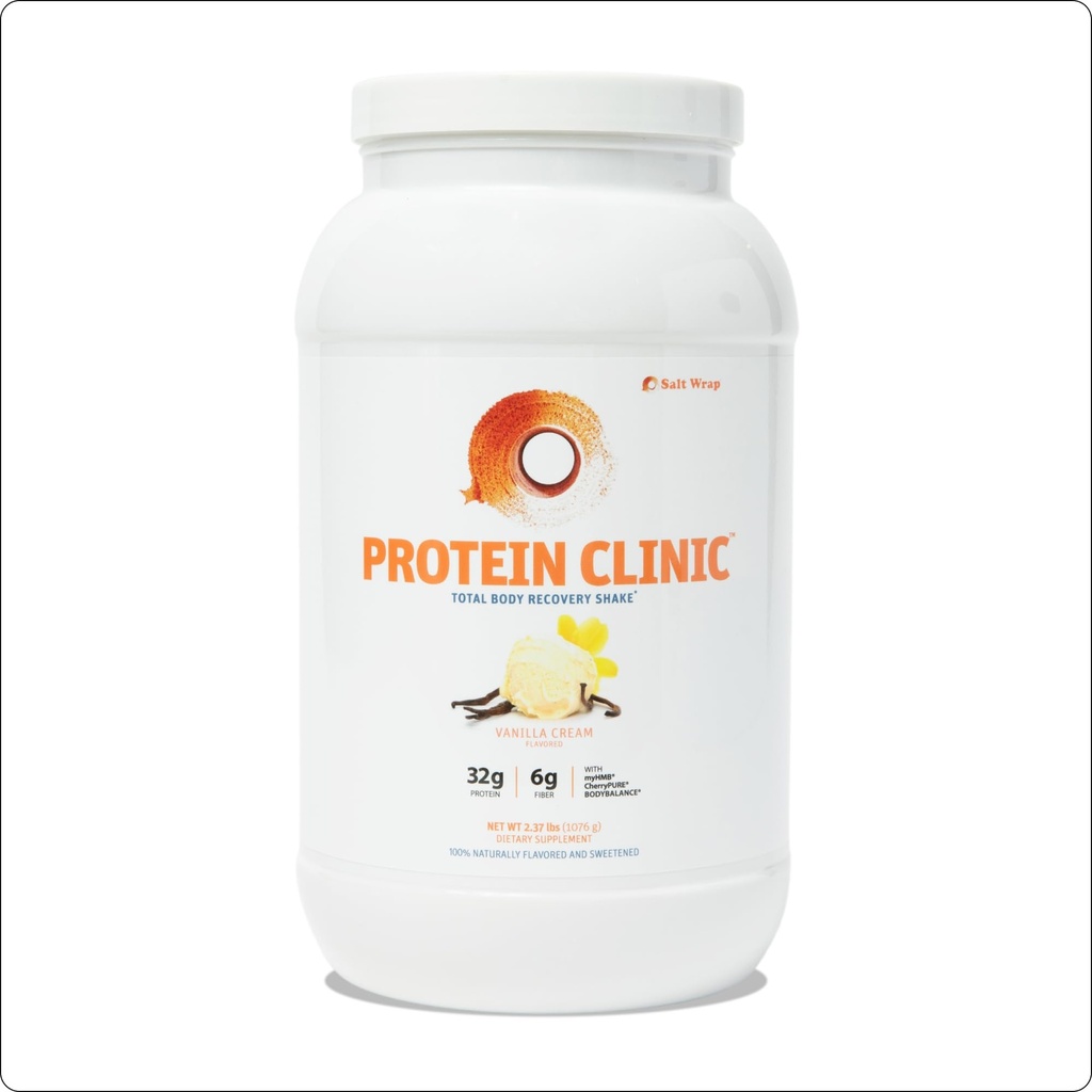 SaltWrap Protein Clinic - Total Body Recovery Shake with Collagen Peptides, HMB, Tart Cherry Extract, Pea Protein Powder Isolate, fibre prébiotique pour les articulations Constructeur de muscles naturels et récupération - Vanille