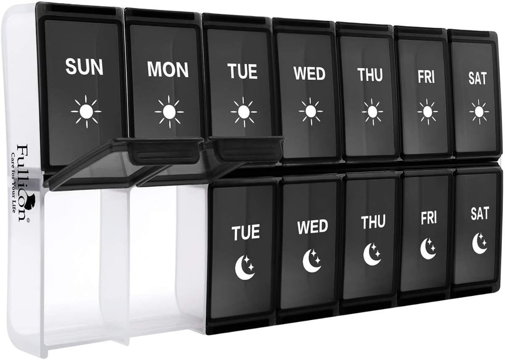 XL Weekly Pill Organizer 2 Times a Day, Fullicon Extra Large Daily Pill Cases Oversized AM PM Pill Box Twice a Day for Vitamin/Fish Oil/Pills/Supplements