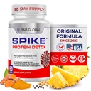 Spike Protein Detox - Spike Support Supplement voor proteïnebalans - Unflavored 3-in-1 Blend met Nattokinase 4000Fu, Bromelain 500mg, Curcumin 1000mg - Made in The USA - 60 Capsules, 30 Day Supply