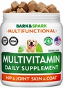 BARK&SPARK Hondenvitaminen en supplementen - Multivitamine Kauwbare Treats voor honden - Glucosamine Chondroitin voor gezamenlijke ondersteuning + Omega voor huid & jas + Probiotica - Multi Vitamine voor Huisdieren Gezondheid - 120Ct