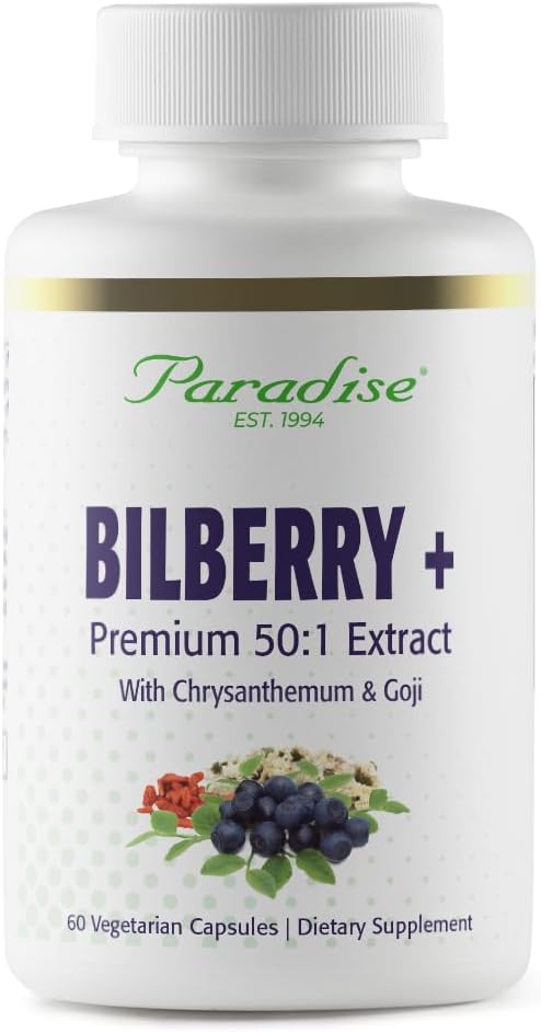 Paradijs Kruiden Blauwe bosbes met Goji & Chrysanthemum Supplementen, Super Potent, Ultra Pure, Non-GMO, Glutenvrij, Veganistisch, 60 Vegetarische Capsules