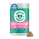 Doggie Dailies Skin & Coat Supplement Support, Zalmolie voor honden huid en jas met collageen, Omega 3, Krill Oil, Biotin, & Coconut Oil for Dogs (Salmon) 225 Zachte kauwen
