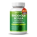 RHODIOLA ROSEA Supplement- 11-in-1 Natuurlijke Blend met kamille L-Theanine Ashwagandha Holy Basil Valeriaan Passiebloem - 150 Tel - Made & Tested in The USA