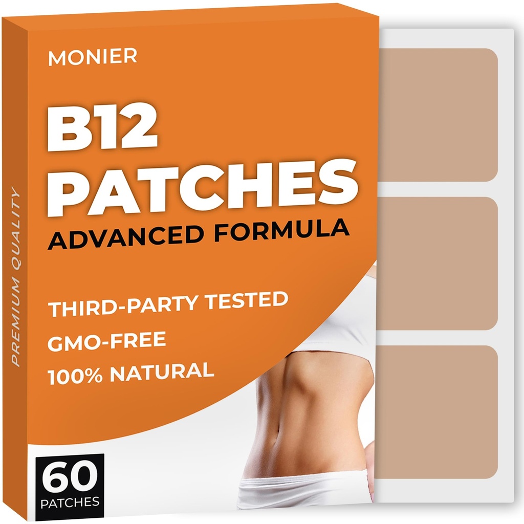 B12 Patches (verpakking van 60) - 100% Natural Patch for Women and Men - Firming, Energy, Focus & Body Support - Enhanced Formula