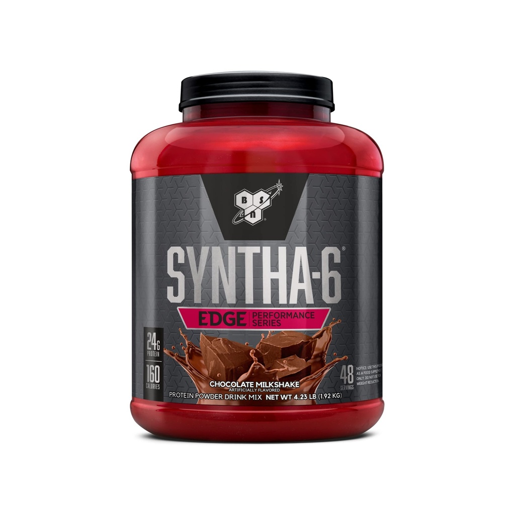 BSN SYNTHA-6 EDGE Protein Powder, Chocolate Flavored Powder with Hydrolyzed Whey, Micellar Casein, for Muscle Gain, Low Sugar, 24g Protein, Chocolate Milkshake, 48 Servings, 4.23 Pound (Pack of 1)