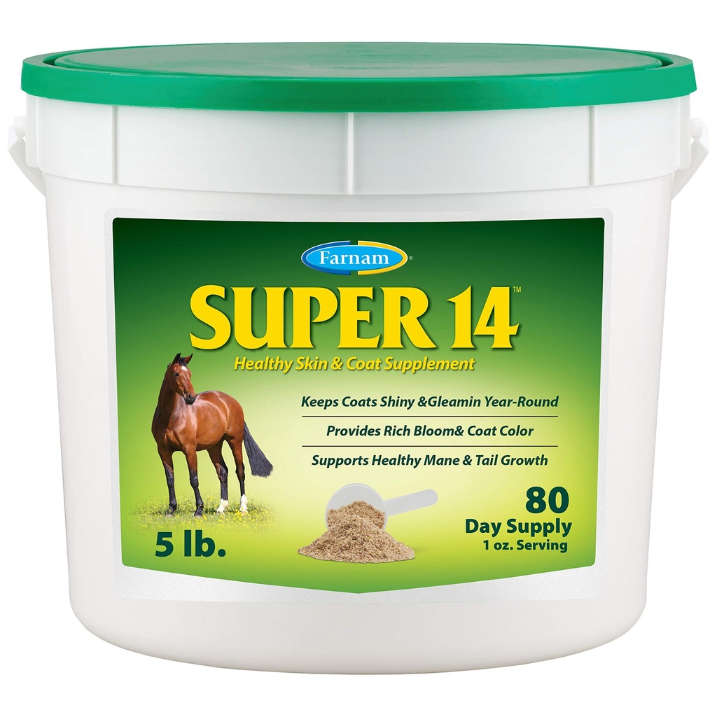 Farnam Super 14 gezonde huid en jas supplement voor paarden, houdt jasjes glanzend en glanzend jaar-Ronde 5 pond, 80 dagen aanbod