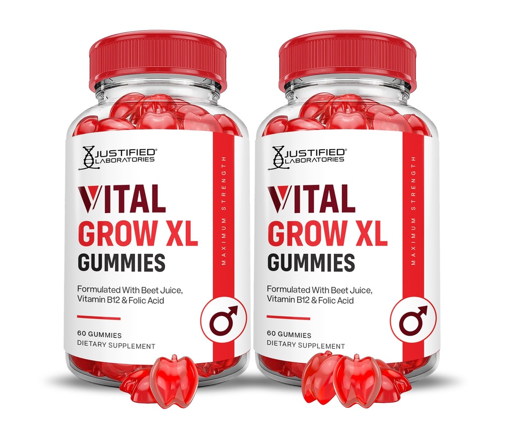 Justified Laboratories (2 Pack Vital Grow XL Performance Gummies 1000MG Geavanceerde Formule Geformuleerd met ACV Granaatappel Beet Juice Powder B12 Vegan Non GMO 120 Gummys