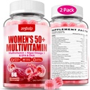 Sugar-Free Womens Multivitamine 50 Plus Gummies met Calcium, Magnesium, Zink, Vitamine A, C, D3, E, K2, B Complex, Folaat, Biotine - Multi Vitaminen & Mineraal voor de huid, Energie, Immuun Ondersteuning