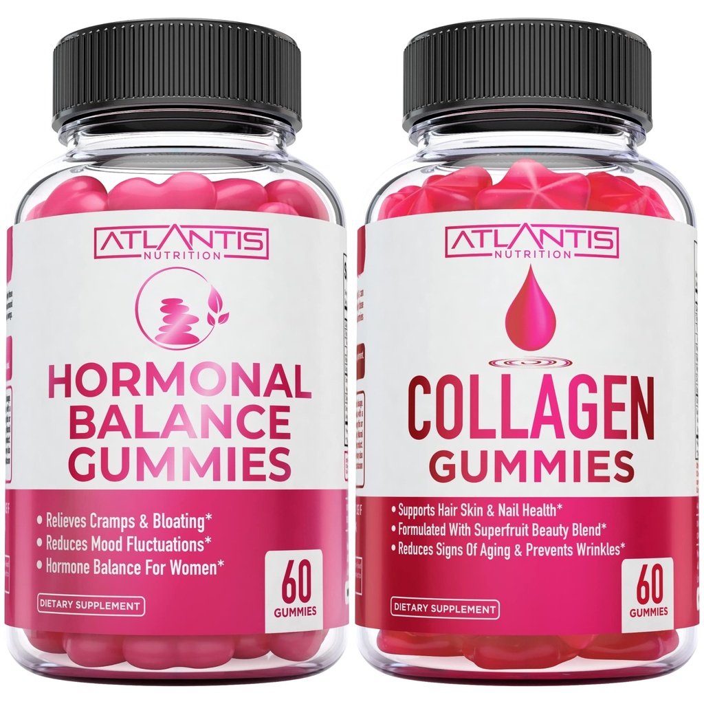 Atlantis Nutrition Hormonal Balance PMS Relief 60 Gummies + Collageen 60 Gummies
