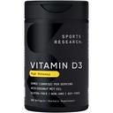 Recherche sportive Vitamine D3 1000iu (25mcg) Infusion avec de l'huile de coco ~ Immune & Bone Support ~ Non-OGM Vérifié, sans soja et sans gluten (360 mini softgels liquides)