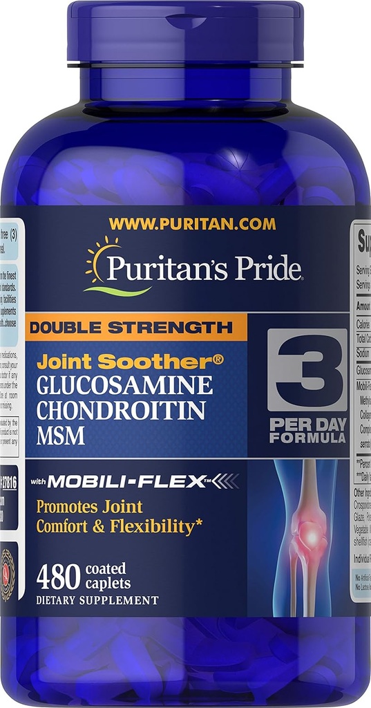 Puritan's Pride Glucosamine, Chondroitin & MSM Capsules, 3 per dag Formule