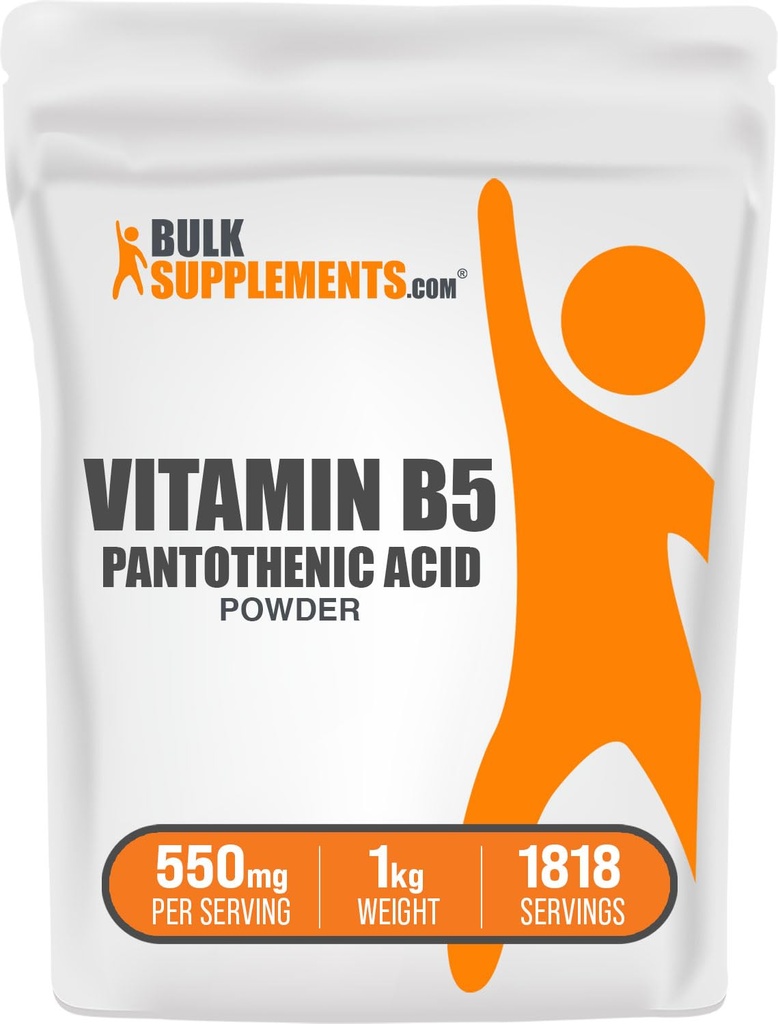 BulkSupplements.com Vitamine B5 Powder - as Calcium Pantothenate, B5 Vitaminen - Glutenvrij, 500mg vitamine B5 Pantothenic Acid per Serving, 5kg (11 lbs) (pakket van 5)