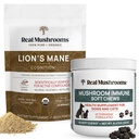 Echt Paddestoelen Leeuwen Mane Poeder voor Mensen (60g) & Paddestoelen Immuun Pet Kauwen (60ct) - Bundel voor Cognition & Immunity - Ashwagandha, Astragalus & More - Veganistisch, niet-GMO, Glutenvrij, Grainvrij