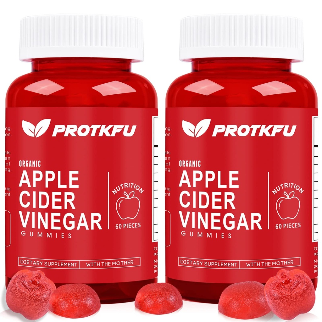 Gommies de vinaigre de cidre de pomme, 120 Compte Max Strength 1000mg Gommies de vinaigre de cidre de pomme avec vitamine B12 et B6, pour le métabolisme, la digestion, la désintoxication, la santé Gut & Immune, végétalien et non-OGM, sans gélatine
