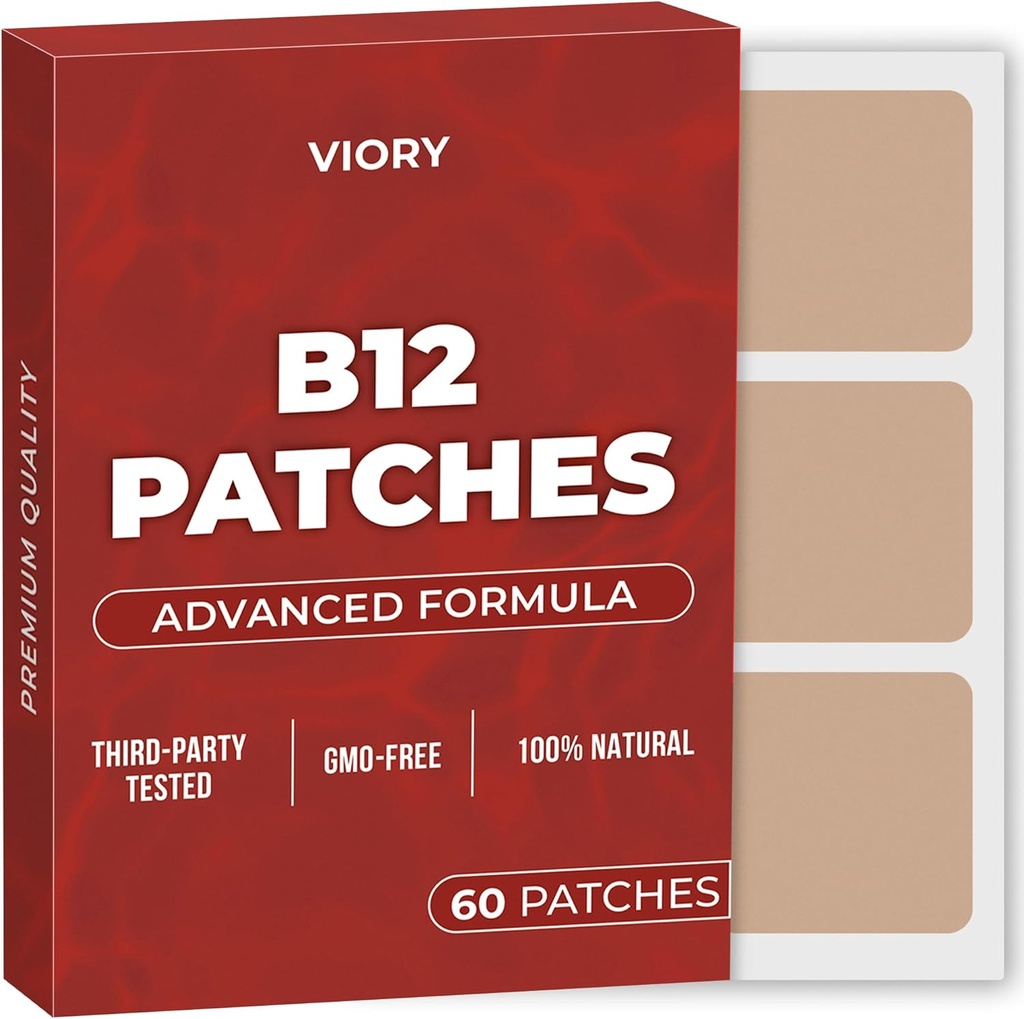 VIORY B12 Patches (pakket van 60) - 100% Natural Patch for Women and Men - Firming, Energy, Focus & Body Support - Enhanced Formula