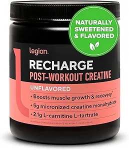 LEGION Recharge Post Workout Supplement - Alle natuurlijke spier Builder & Recovery Drink met Micronized Creatine Monohydraat natuurlijk zoet en smaakvol (Unflavored, 60 Servers, Pack of 1)