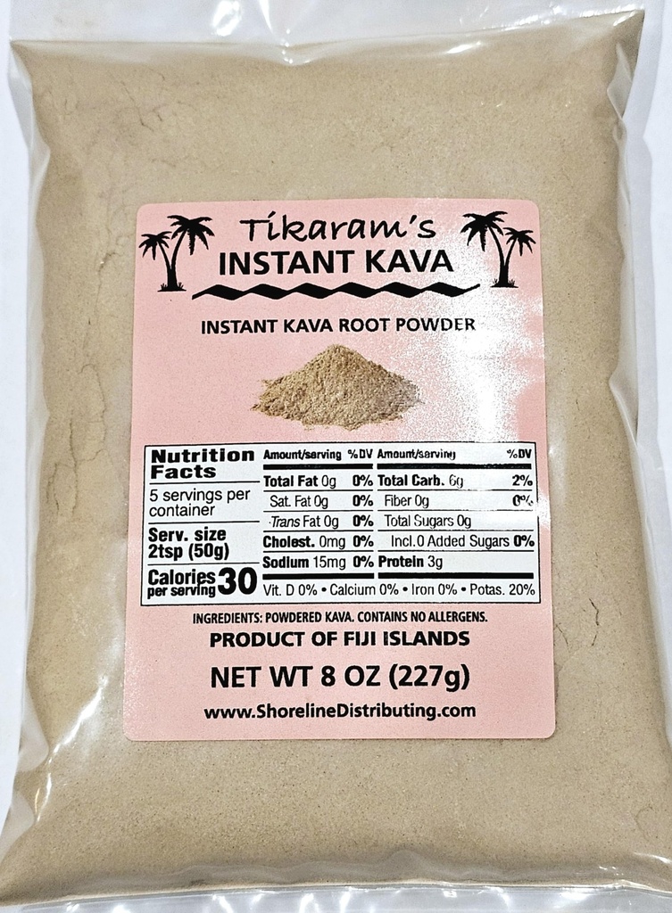 Tikaram's Instant Kava Powder, Fidji Waka, Noble Kava Root, 1/2 lb (8oz)-Fidji Market Wholesale LLC