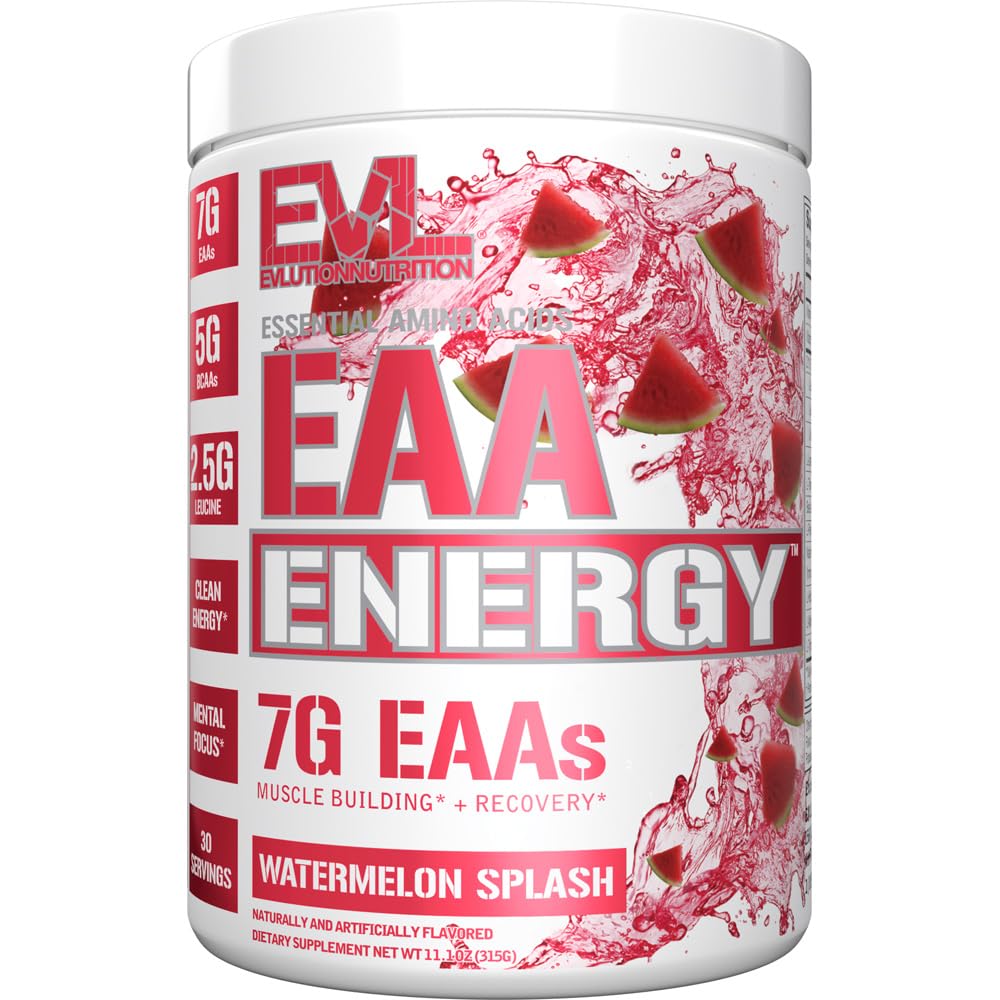 EAAs Aminozuren Poeder - Energizing EAA Essential Amino Acids Pre & Post Workout Powder for Muscle Building Energy and Recovery Support with 7g per Serving Plus 5g BCAAs (Watermelon, 30 Servings)
