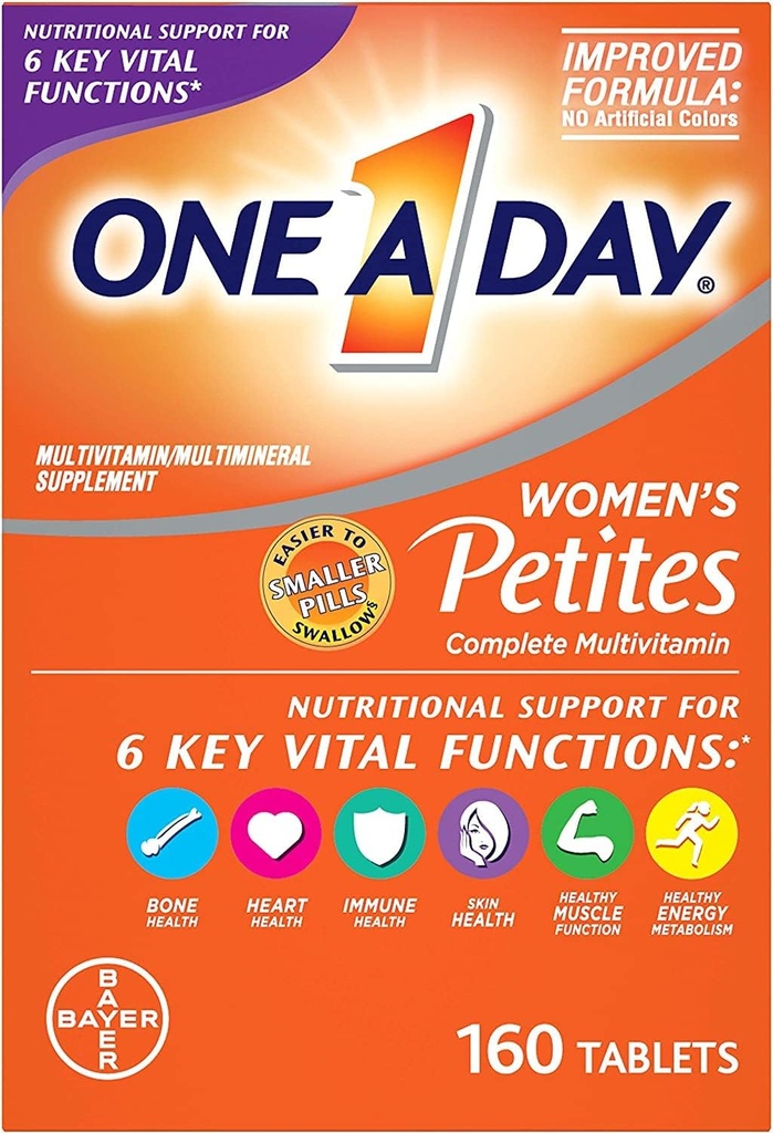 Un jour pour les femmes Petites Multivitamine, Supplément de vitamine A, vitamine C, vitamine D, vitamine E et zinc pour le soutien de santé immunitaire, vitamine B, biotine, folate (sous forme d'acide folique) et plus, 160 Compte