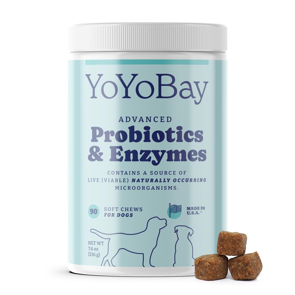 Probiotica voor honden, hondenprobiotica en spijsverteringsenzymen, Pre & Probiotica Meer dan 1 miljard CFUs, voor Gut Health and Digestief Health, Gist Balance, Immune Support, 90 Zachte Kauwen