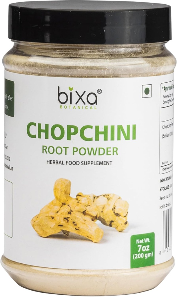 bixa BOTANICAL Chopchini Root Powder | Smilax China ǀ 200 Grams / 7 OZ | Ayurvedic Herbal Supplement | Gluten Free, Non-GMO, Steam Treated, Vegan, 100% Pure.
