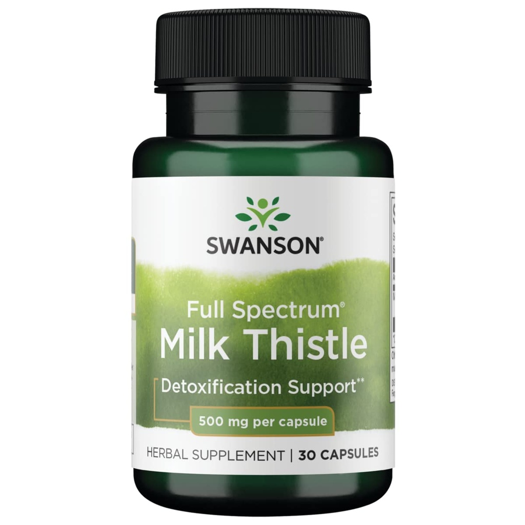 Swanson Chardon Lait Plein spectre 500 Milligrammes 30 Capsules