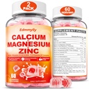 Supplément de zinc de magnésium de calcium Gommies avec complexe de vitamine D3 K2 & B pour les femmes Hommes 1000mg Citrate de calcium avec Gommies de magnésium pour os, Muscles & Immune Support, sans sucre, végétalien