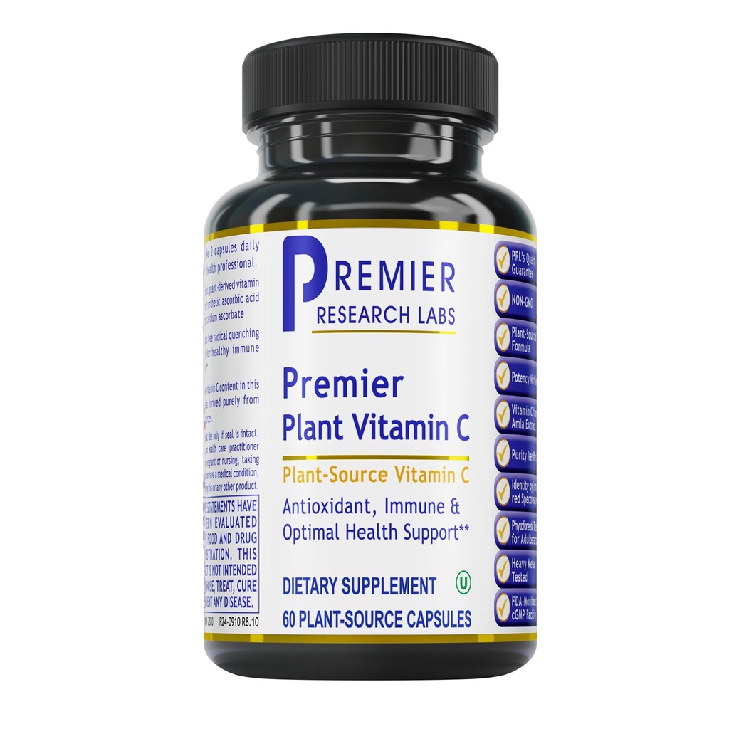 Premier Research Labs Vitamine C Supplement - Natuurlijke Vitamine C, Whole Food Vitamine C, Essential C Complex, Pure met Bioflavonoïden & Organische Ingrediënten - 60 Vegetarische Capsules