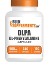 BulkSupplements.com DL-Fenylalanine Capsules - DLPA Capsules, DL-Fenylalanine 500mg - DLPA Supplementen, Glutenvrij - 2 Capsules per portie, 240 Capsules (verpakking van 1)