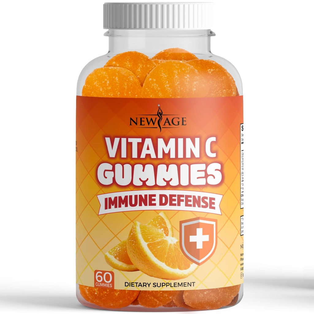 NIEUWE AGE Vitamine C Gummies Oranje Vitamine C Gummy - Ondersteunt gezond immuunsysteem - Vegetarisch zonder gluten (60 Gummies)