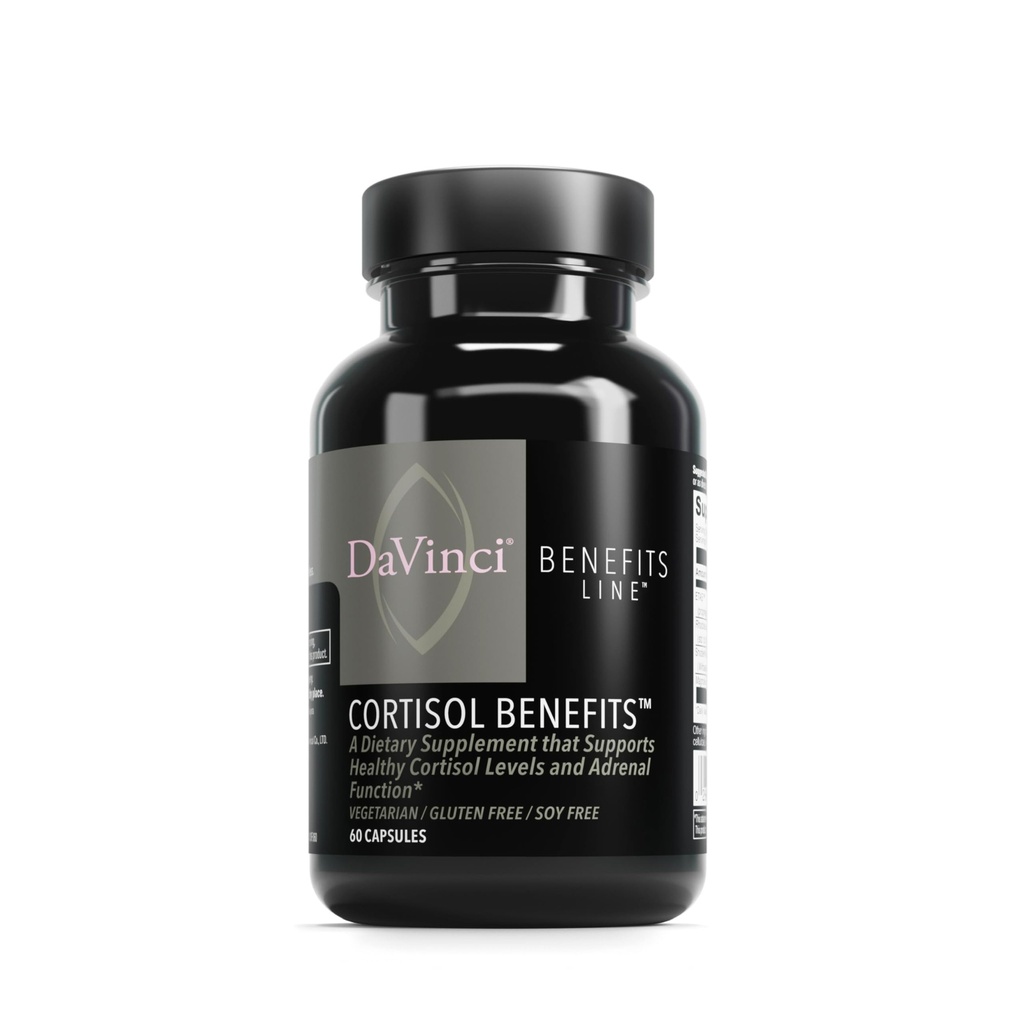 DaVinci Labs Cortisol Benefits - Supplément diététique pour soutenir les niveaux de cortisol sains et la santé adrénale - avec extrait d'Ashwagandha, racine de roquette de Rhodiola et plus - sans gluten -60 capsules végétariennes