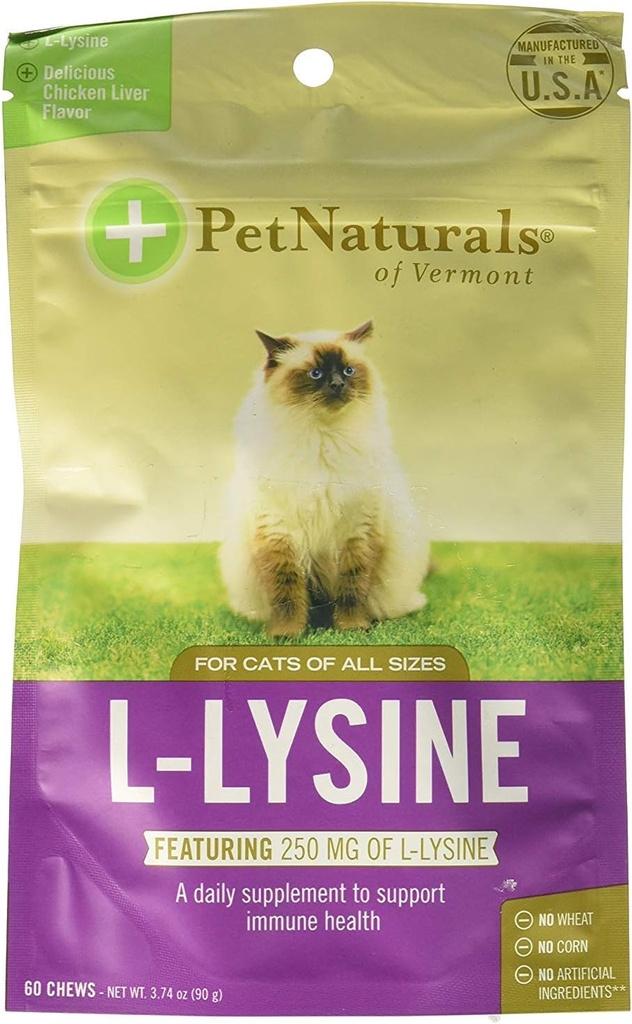 Pet Naturals of Vermont L-Lysine 60 Fun-Shaped Kauwen voor Katten - 2 pack