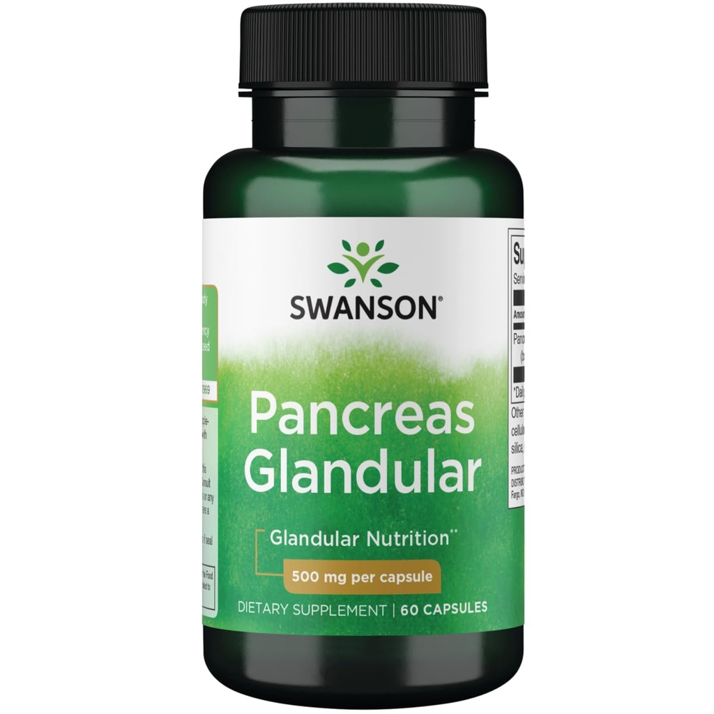 Swanson Raw Pancreas Glandulaire 500 Milligrammes 60 Capsules