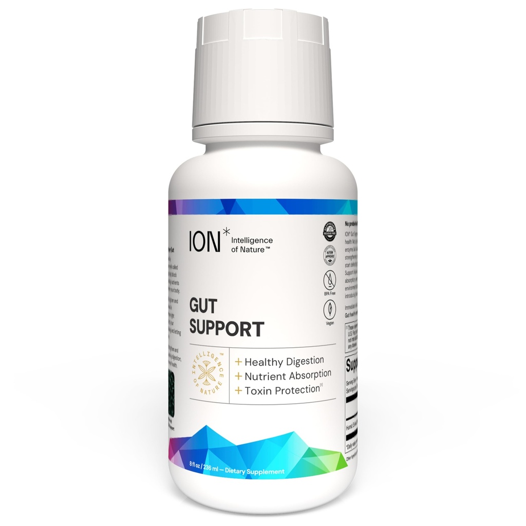 ION* Intelligence of Nature Gut Support Liquid Supplement - Gut & Digestief Health Liquid Drops, Cleanse & Detox with Humic Extract for Women & Men, Adults & Kids 4+ - 8 fl oz (Pack of 1)
