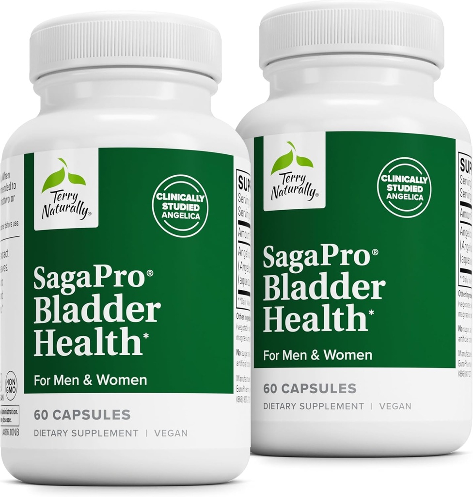 Terry naturellement SagePro Bladder - Supplément de soutien de la vésicule - Supplément diététique avec extrait de feuille d'Angelica - Capsules véganes pour aider la fonction et la santé du tube urinaire - 60 Capsules (paquet de 2)