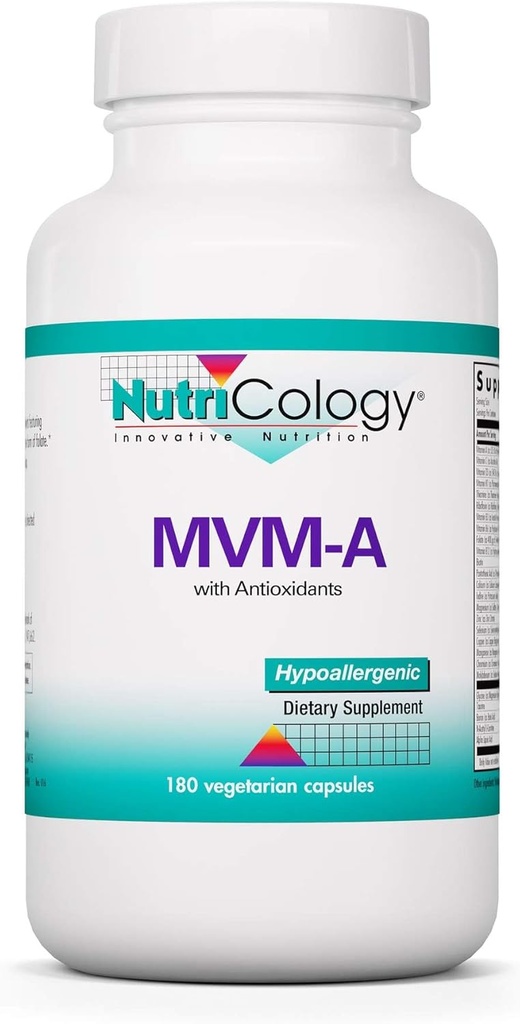 Nutricologie MVM-A Supplément - Multivitamine pour les hommes et les femmes, avec Fer, Vitamines quotidiennes, pour les adultes, Haute puissance, Biodisponible, Capsules végétariennes - 180 Compte
