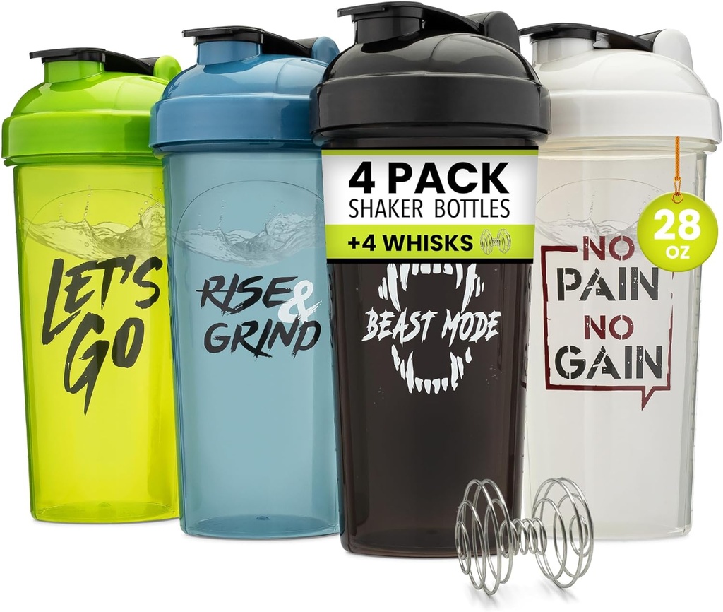 GOMOYO [4 Pack] Bouteille Shaker de 28oz avec des citations motivationnelles.
