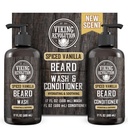 Viking Revolutie Baard Wash en Baard Conditioner voor mannen met Argan Oil en Jojoba Oil - Baard Softener en Versterker Baard Care Baard Shampoo en Conditioner met Baardolie (17oz Spiced Vanilla)