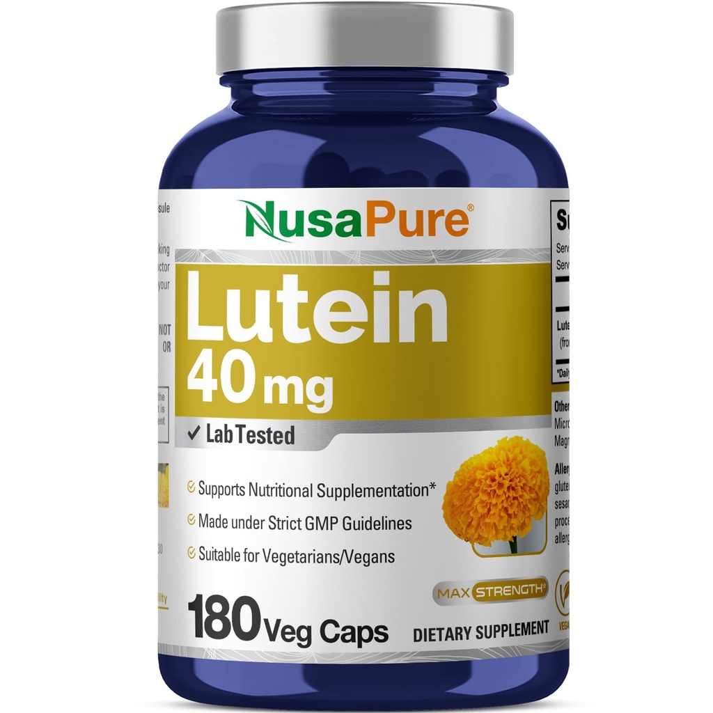 NusasPure Lutein 40mg 180 Veggie Capsules (Non-GMO, Veganistisch)