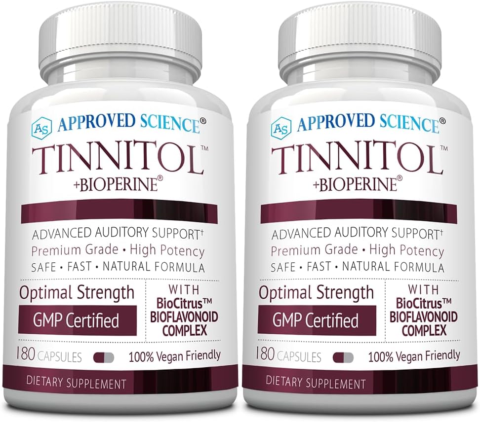 Goedgekeurde Wetenschap Tinnitol - Tinnitus Ondersteuning Supplement - Ease Ringing in The Ears - Boost Inner Ear Health - 2 flessen - 6 maanden levering - Made in The USA