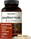 NatureBell Psyllium Husk Fiber Supplement, 1.500mg per portie, 360 Capsules 