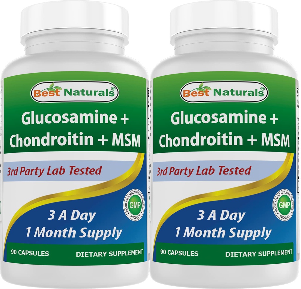 Best Naturals, Glucosamine Chondroitin MSM Supplementen, 2600 mg per portie, 90 capsules (90 telling (verpakking 2))