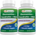 Meilleurs suppléments naturels, glucosamine Chondroïtine MSM, 2600 mg par portion, 90 capsules (90 Nombre (paquet de 2))
