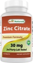 Meilleurs suppléments naturels de zinc 30mg (sous forme de citrate de zinc) - zinc Vitamines pour adultes Imune Support - 120 comprimés (120 Nombre (paquet de 1))