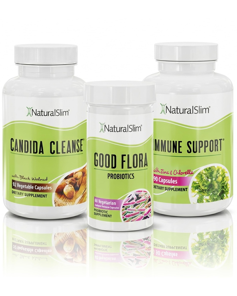 NaturalSlim Candida Cleanse Suppléments de soutien Bundle - Candiseptic Kit Anti Surcroissance, Gut & Colon Cleansing 242 Capsules Total - 28 Jours Programme de nettoyage Formulé par Frank Suarez (2 Pack)