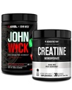 Jacked Factory X John Wick - Wick Mode Pre Workout Powder (Osaka Cherry Blossom, 40 Servers) & Createine Monohydraat Powder (Unflavored, 30 Servers)