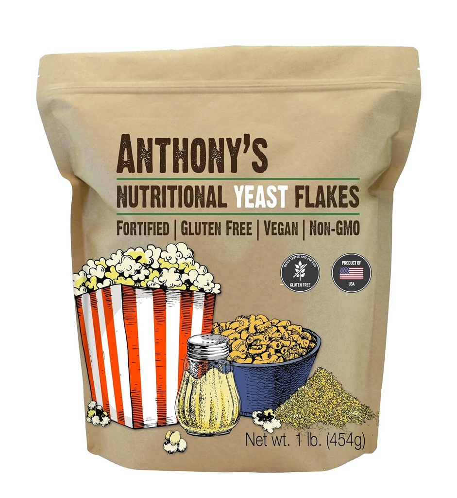 Anthony's Premium Nutritional Gist Flakes, 1 lb, versterkt, glutenvrij, niet GGO, veganistisch